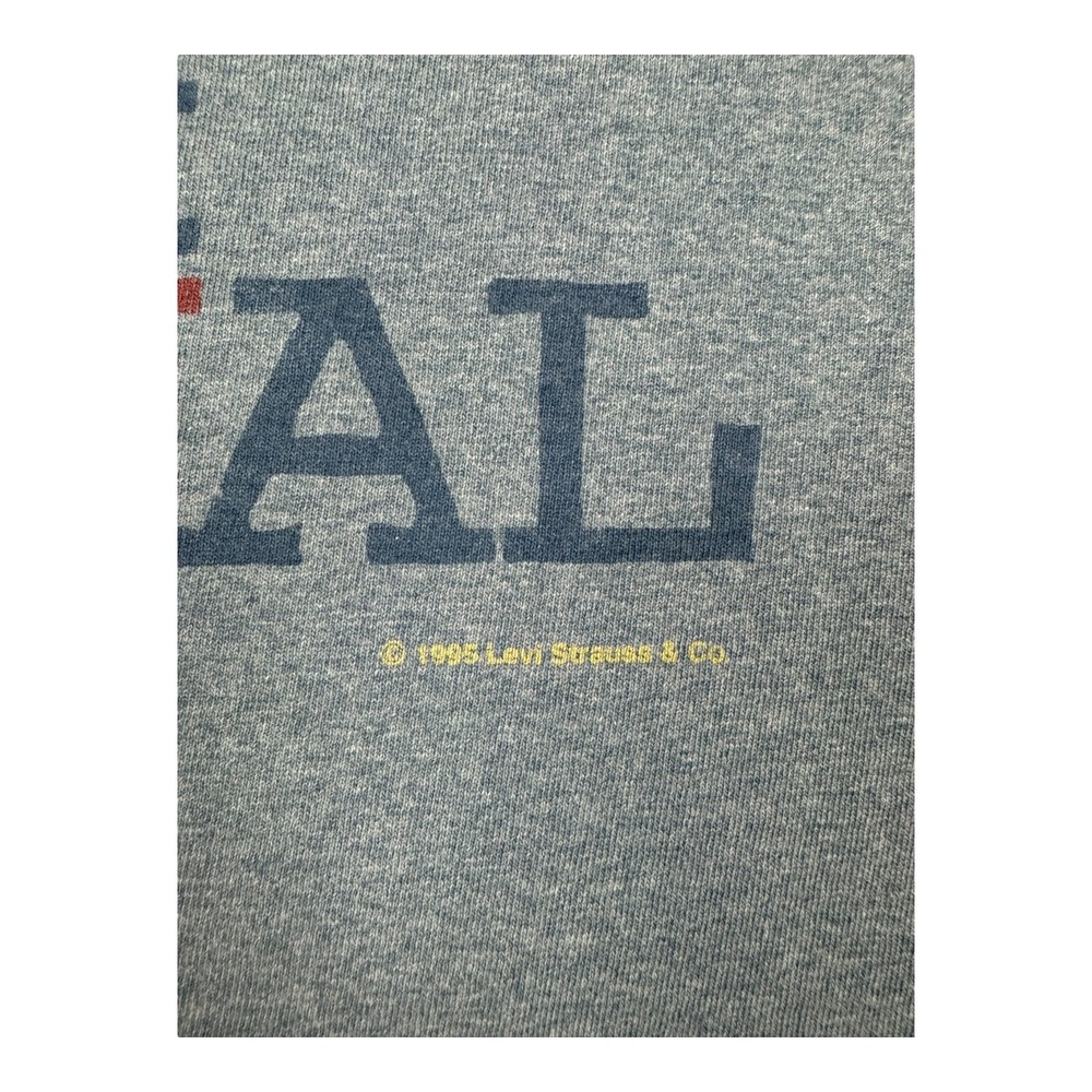 Levi's T-Shirt Men Medium Blue Good Vintage 90s 1995 Stick to the Original USA - Picture 4 of 7